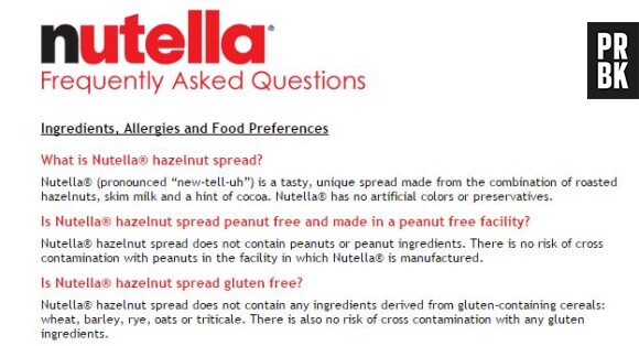 Nutella FAQ