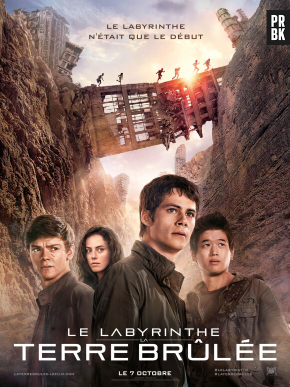 Le Labyrinthe 2 : Dylan O'Brien, Thomas Brodie-Sangster, Kaya Scodelario et Ki Hong Lee sur l'affiche