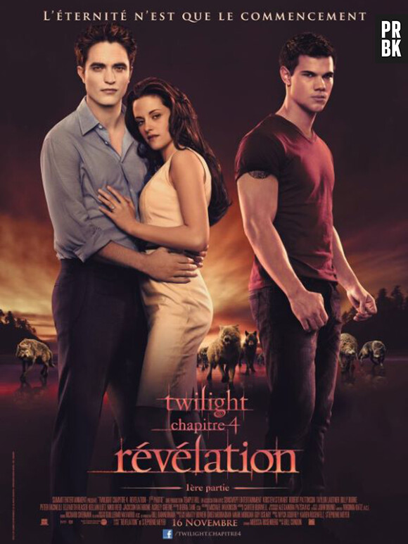Twilight 4 : l'affiche du film avec Robert Pattinson, Kristen Stewart et Taylor Lautner