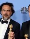 Leonardo DiCaprio et Alejandro Gonzalez Inarritu gagnants aux Golden Globes 2016 le 10 janvier à Los Angeles