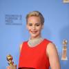 Jennifer Lawrence gagnante aux Golden Globes 2016 le 10 janvier à Los Angeles