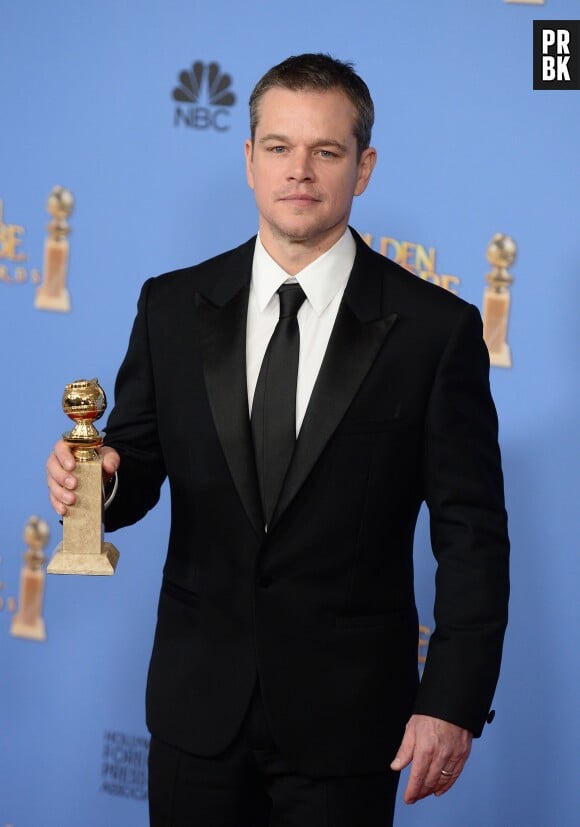 Matt Damon gagnant aux Golden Globes 2016 le 10 janvier à Los Angeles