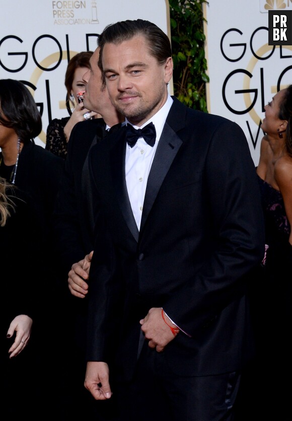 Leonardo DiCaprio sur le tapis-rouge des Golden Globes 2016 le 10 janvier à Los Angeles