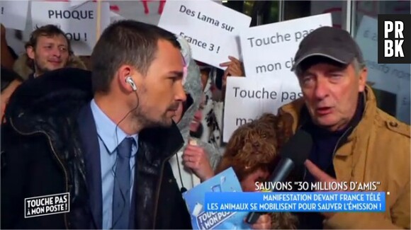 Bertrand Chameroy et Yves Lecoq manifestent pour le maintien de 30 Millions d'amis sur France 3