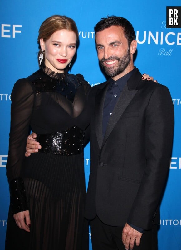 Léa Seydoux et Nicolas Ghesquière lors du bal de l'UNICEF en l'honneur de David Beckham à Los Angeles, le 12 janvier 2016