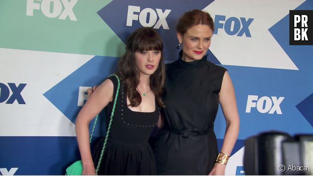 Emily Deschanel et Zooey Deschanel posent lors des Upfronts de FOX en 2013