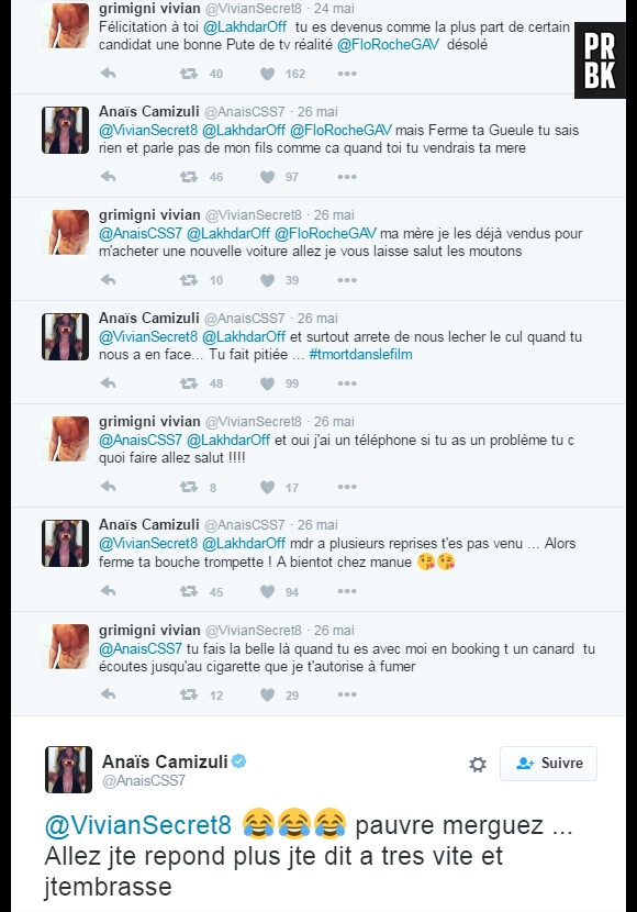 Anaïs Camizuli VS Vivian sur Twitter