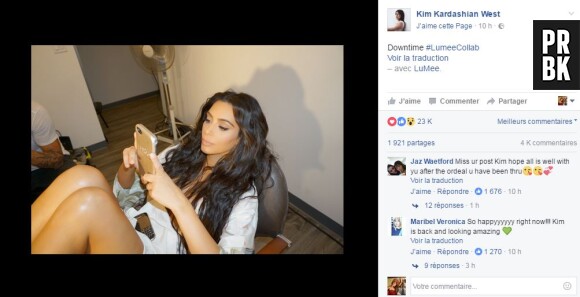 Kim Kardashian : voilà sa première photo Facebook depuis son agression à Paris.