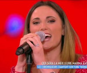 Capucine Anav, Caroline Ithurbide et Maxime Guény chantent Homeless de Marina Kaye dans TPMP le 27 juin 2017