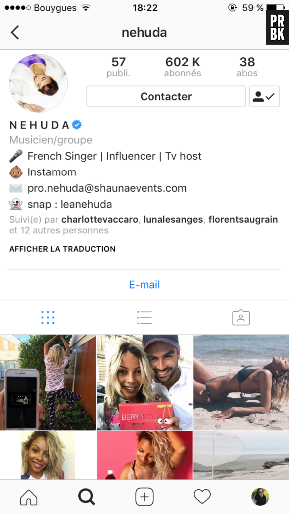 Nehuda a toujours son compte Instagram