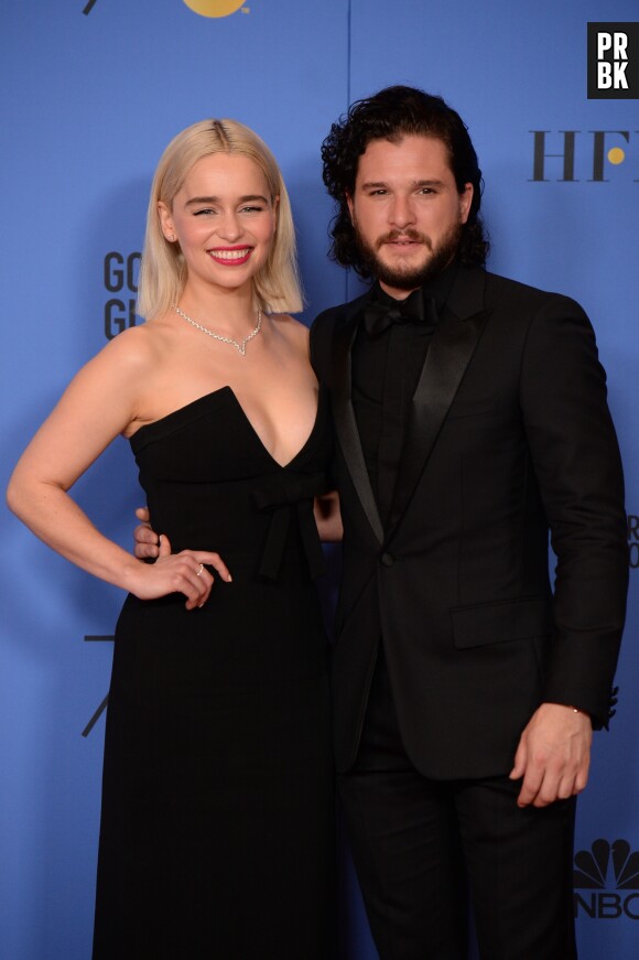 Emilia Clarke et Kit Harrington aux Golden Globes 2018 le 7 janvier à Los Angeles