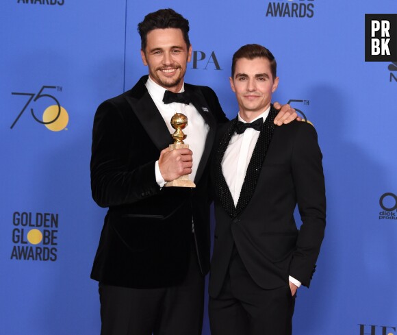James Franco gagnant aux Golden Globes 2018 avec son frère Dave Franco le 7 janvier à Los Angeles