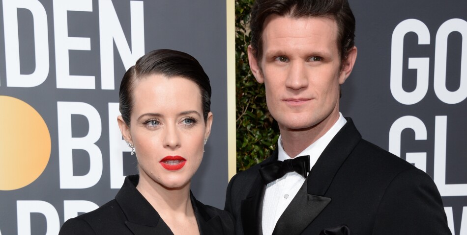 Claire Foy et Matt Smith sur le tapis rouge des Golden Globes 2018 le 7 janvier à Los Angeles