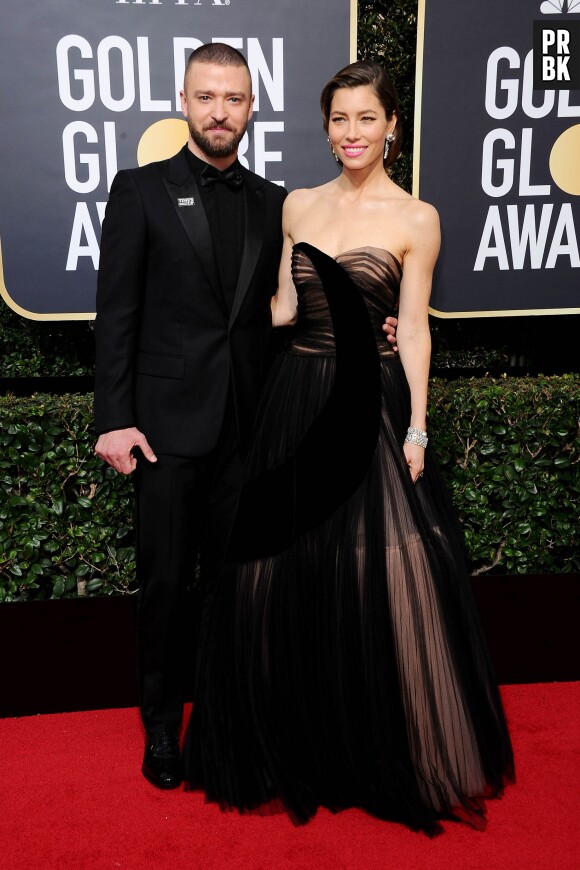 Justin Timberlake et Jessica Biel sur le tapis rouge des Golden Globes 2018 le 7 janvier à Los Angeles