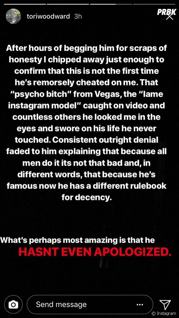 Tori Woodward règle ses comptes avec Alex Pall sur Instagram