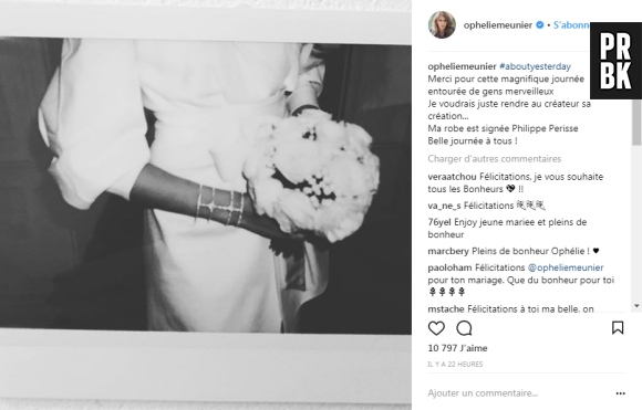 Ophélie Meunier annonce son mariage avec Mathieu Vergne sur Instagram