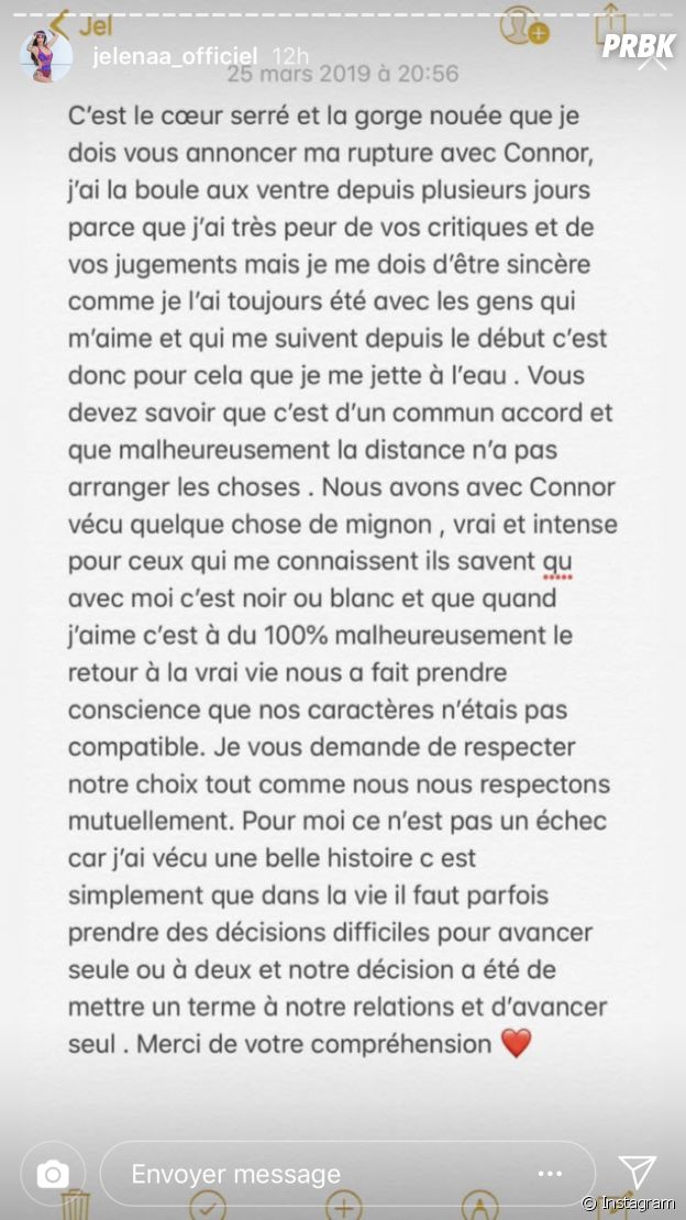 Jelena (Les Anges 11) annonce sa rupture avec Connor