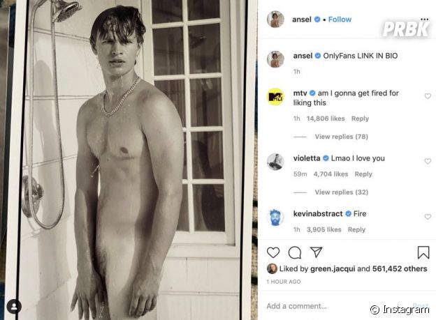 Ansel Elgort nu sur Instagram pour récolter des fonds pour le Coronavirus