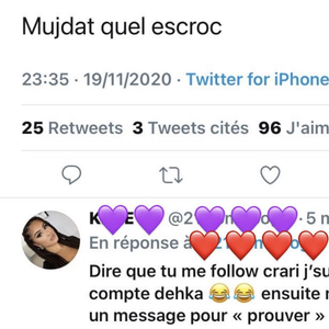 Milla Jasmine affiche Mujdat avec des messages de la fille sur Twitter