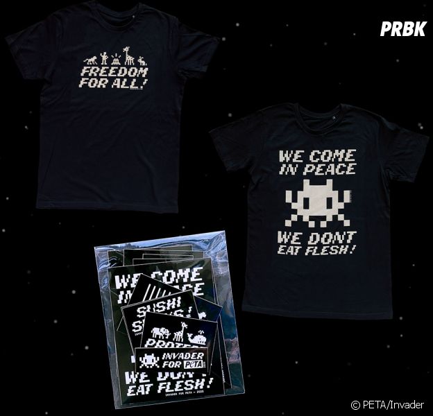 Invader x PETA : la collab de tee-shirts engagée qui se veut antispéciste