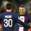 Joie des joueurs du PSG apres le but de Lionel Messi contre le RC Lens (3-1) au Parc des Princes à Paris le 15 avril 2023.