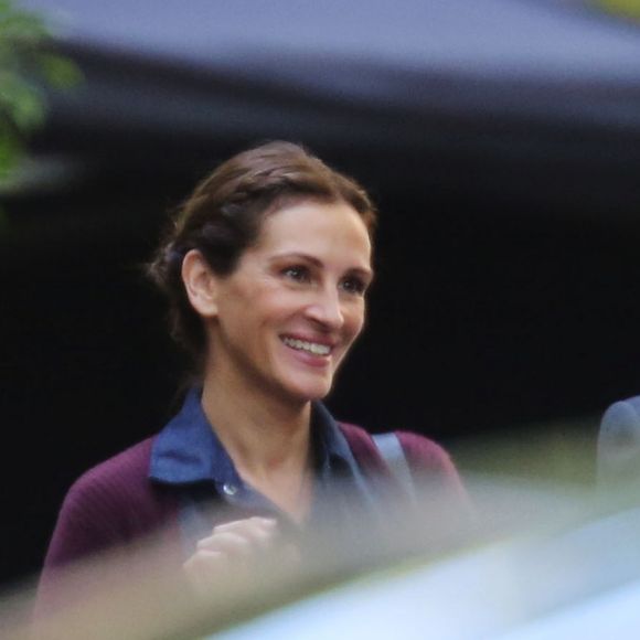 Owen Wilson, Julia Roberts et Jacob Tremblay sur le tournage de 'Wonder' à Vancouver, le 15 août 2016 