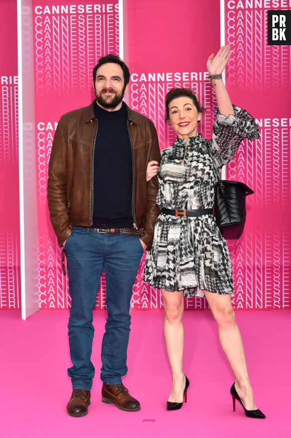 Anne-Elisabeth Blateau et David Mora durant la soirée d'ouverture de la compétition du Canneseries le 7 avril 2018. © Bruno Bebert / Bestimage