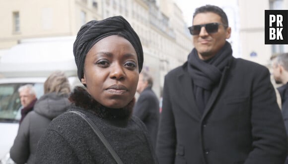 Claudia Mongumu et Ryad Baxx - Sorties des obsèques de Marion Game en l'église Saint Roch à Paris, France, le 31 mars 2023. © Jonathan Rebboah/Panoramic/Bestimage


