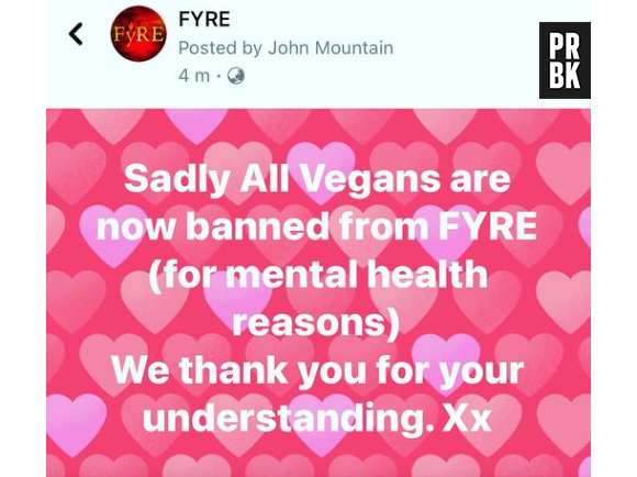 Les vegans sont désormais bannis du restaurant Le Fyre