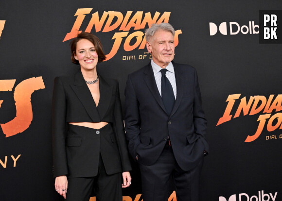 Phoebe Waller-Bridge et Harrison Ford. - Première du film "Indiana Jones et le cadran de la destinée" à Los Angeles, le 14 juin 2023.