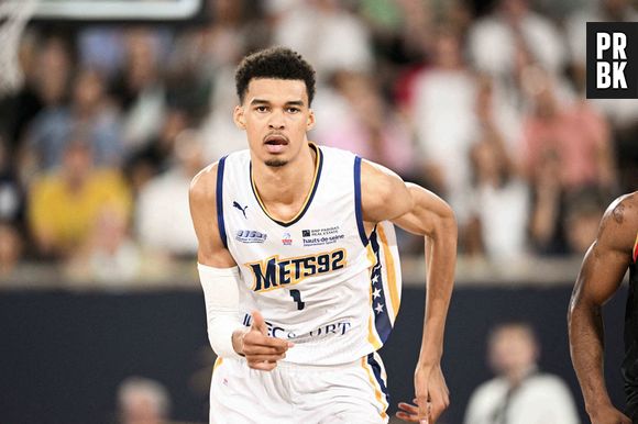 Victor Wembanyama (Metropolitans92) - Finale du Championnat de France de basket-ball Elite Betclic à Roland Garros entre les Boulogne-Levallois Metropolitans 92 et Monaco sur le Court central Philippe Chatrier à Roland Garros le 15 juin 2023. © JB Autissier / Panoramic / Bestimage