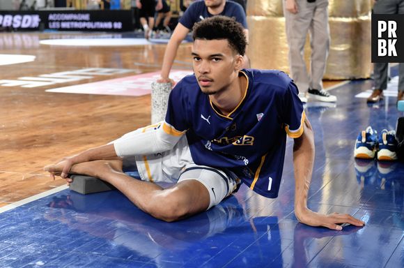 Victor Wembanyama - Victor Wembanyama lors de la finale du championnat de Basket Ball Betclic Elite qui oppose Les Metropolitans 92 de Boulogne - Levallois à l'AS Monaco à Rolland Garros le 15 juin 2023 © Veeren / Bestimage