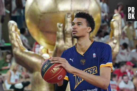 Victor Wembanyama (Boulogne Metropolitans 92) - Victoire de Monaco face à Boulogne-Levallois Metropolitans 92 lors du match 2 de basket des finales du Championnat de France à Monaco le 12 juin 2023.