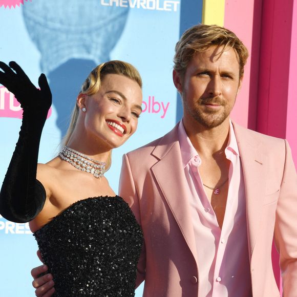 LOS ANGELES, CA - JULY 9: Margot Robbie and Ryan Gosling at the world premiere of Barbie at Shrine Auditorium in Los Angeles, California on July 9, 2023.