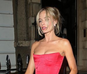 Margot Robbie seen leaving The Barbie film premiere after party in London at 3.30am. Margot looked stunning in a short red dress. Pictured: Margot Robbie