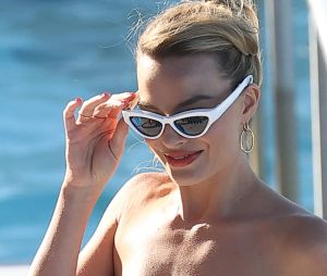 Margot Robbie arrives at Bondi Iceburgs for her promotional tour with fellow actresses, Greta Gerwig, America Ferrera and Issa Rae.
