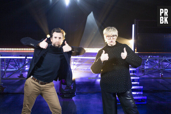 Exclusif - Pablo Mira et Laurence Boccolini - Backstage de l'enregistrement de l'émission "Les comiques préférés des français" au Palais des Sports (Dôme de Paris) à Paris, qui sera diffusée le 17 avril sur France 2 © Pierre Perusseau / Bestimage 