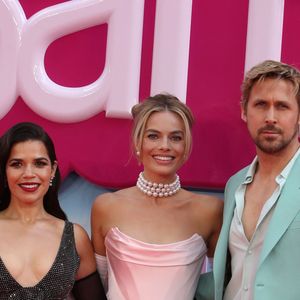 12 July 2023. ‘Barbie’ European Premiere in London.UK Pictured - America Ferria, Ryan Gosling and Margot Robbie