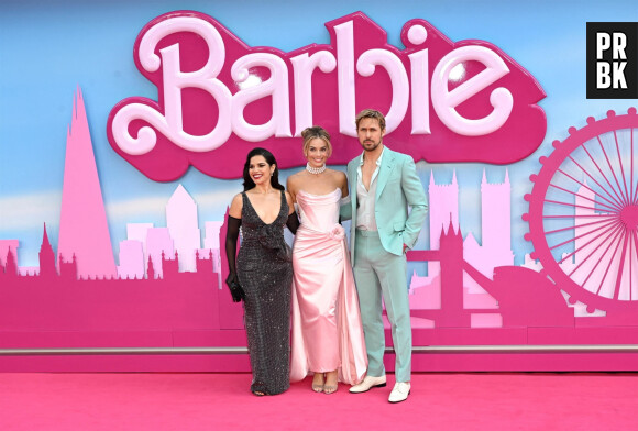 London, UNITED KINGDOM - Cast and celebrities attend the European Premiere of Barbie at Cineworld Leicester Square in London Pictured: America Ferrera, Margot Robbie and Ryan Gosling