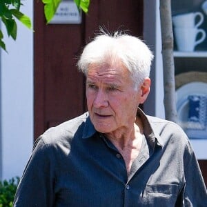 Brentwood, CA - EXCLUSIVE - Harrison Ford gives an autograph to a lucky fan as he goes out for a solo lunch at Brentwood Country Mart amid low sales at the box office for his latest film, Indiana Jones and the Dial of Destiny. Pictured: Harrison Ford