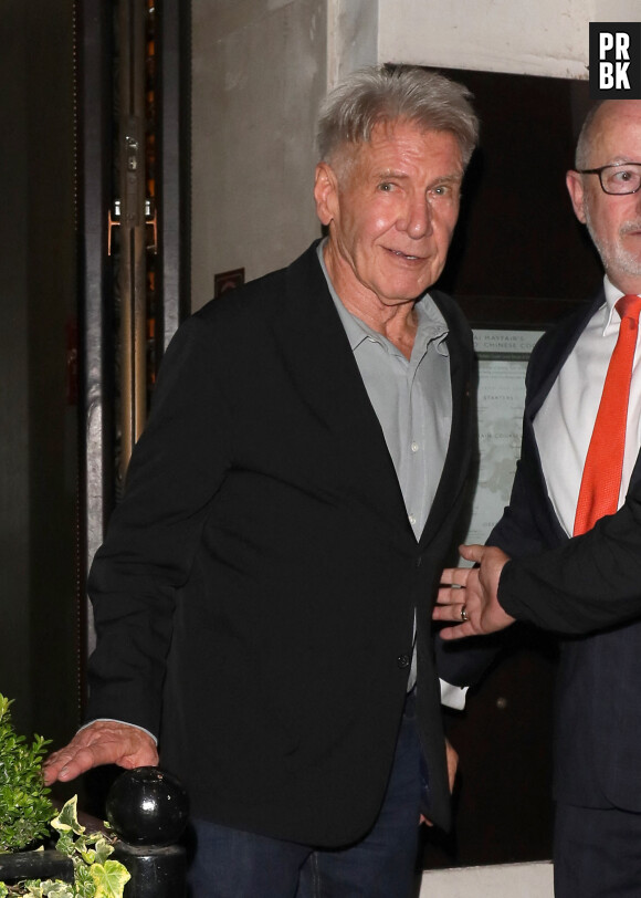 27 June 2023. Harrison Ford leaves Kai restaurant in Mayfair Pictured: Harrison Ford