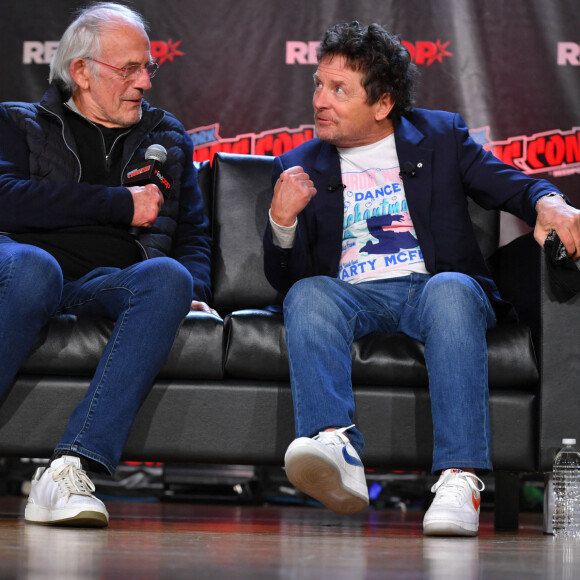 Christopher Lloyd et Michael J. Fox lors du "Comic Con 2022" à New York, le 8 octobre 2022. 