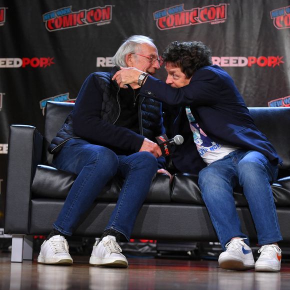 Christopher Lloyd et Michael J. Fox lors du "Comic Con 2022" à New York, le 8 octobre 2022. 