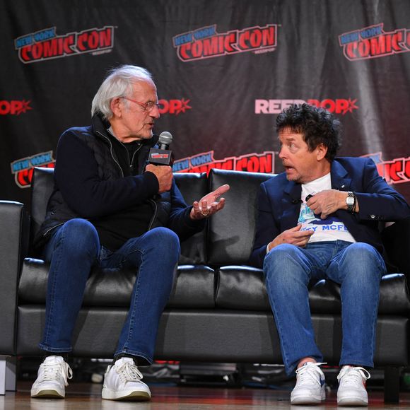 Christopher Lloyd et Michael J. Fox lors du "Comic Con 2022" à New York, le 8 octobre 2022. 