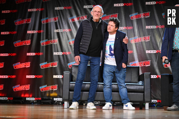 Christopher Lloyd et Michael J. Fox lors du "Comic Con 2022" à New York, le 8 octobre 2022. 