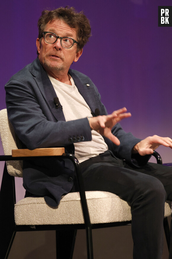 Michael J. Fox participe au salon "Bits & Pretzels HealthTech 2023" à Munich, le 20 juin 2023. 
