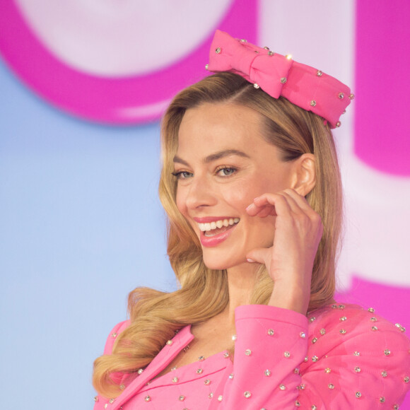 Margot Robbie, July 3, 2023 : Actress Margot Robbie poses at a press conference to promote her movie "Barbie" in Seoul, South Korea. The new fantasy comedy film will be released in South Korea on July 19. 