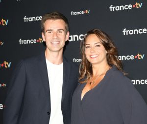 Jean-Baptiste Marteau et Julia Vignali au photocall pour la conférence de presse de rentrée de France TV à la Grande Halle de la Villette à Paris, France, le 11 juillet 2023. © Coadic Guirec/Bestimage 