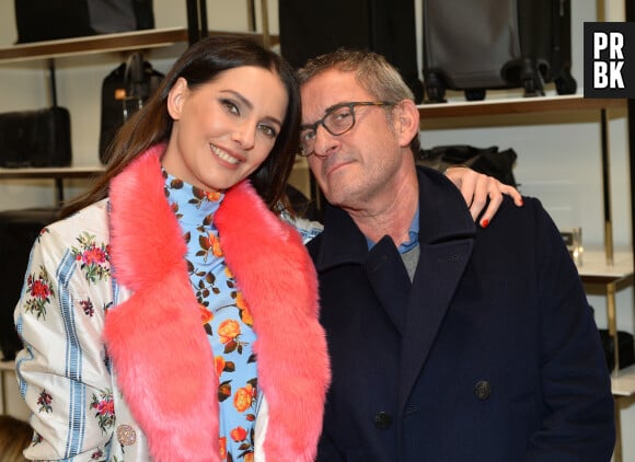 Frédérique Bel et Christophe Dechavanne - Inauguration d'une nouvelle boutique de maroquinerie "Tumi" au 63 avenue des Champs-Elysées à Paris le 22 mars 2018. © Veeren/Bestimage