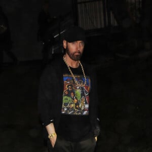 Exclusif - Eminem - Les célébrités quittent la fête du 70ème anniversaire du producteur Jimmy Iovine à Los Angeles, le 11 mars 2023.